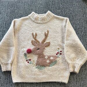 Zara Cream Reindeer Sweater for Kids